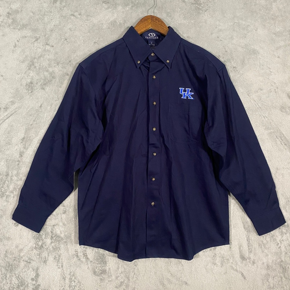 Kentucky Wildcats Vantage Shirt Sz S Navy Button Down Long Sleeve Cotton NEW